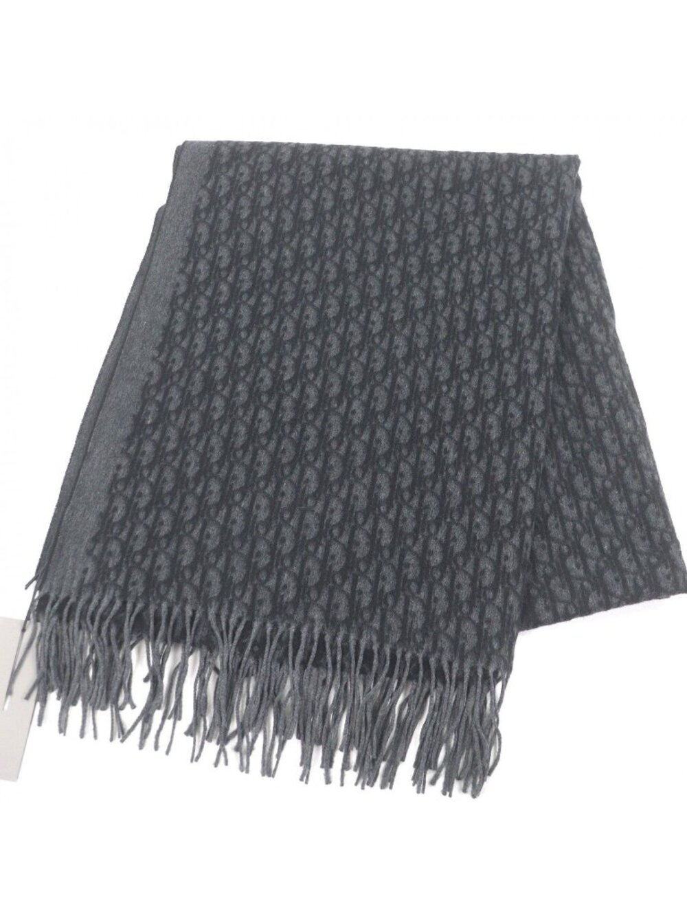 Dior Homme Silk 100% Oblique Logo All Over Pattern Large Shawl Fringe Scarf - Picture 1 of 8